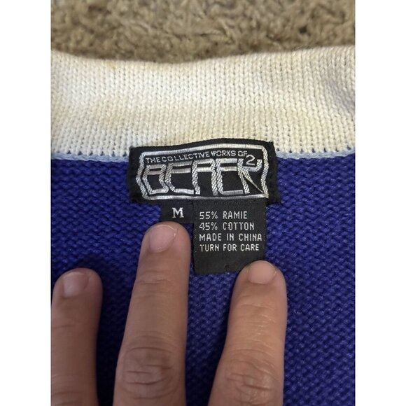 VTG 90s BEREK Knit Sweater Vest Fishermen Fish 3D Novelty Teacher Super Cute M - Picture 5 of 11